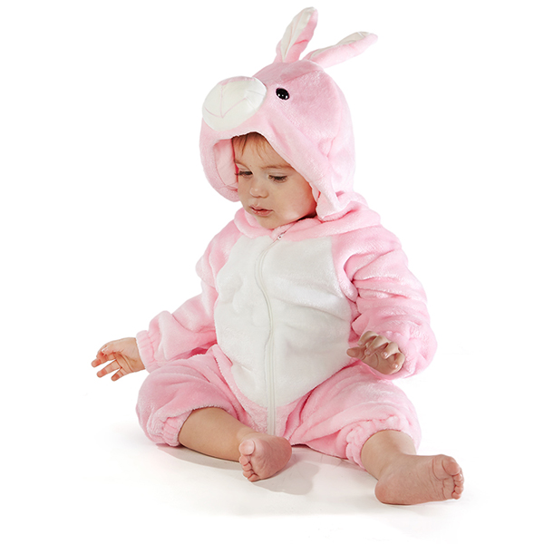 Pink Rabbit Costume Jumpsuit For Babies