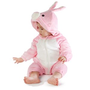 Pink Rabbit Costume Jumpsuit For Newborn Babies