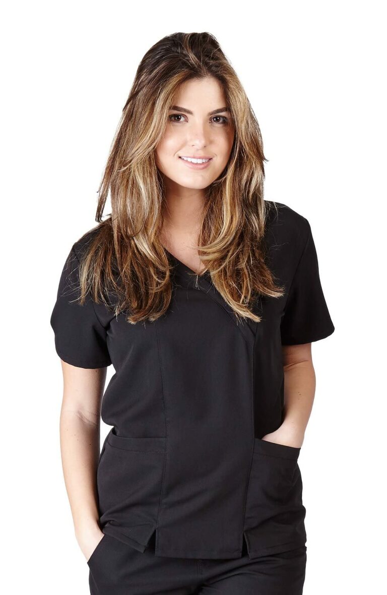 Women's Super Soft, Ultra Comfort Stretch Mock Wrap Scrub Top
