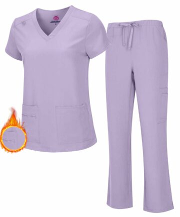 M&M SCRUBS Women's Breathable Cool Stretch Fabric Scrub Top and cargo Pant Set ( STYLE 8400 )