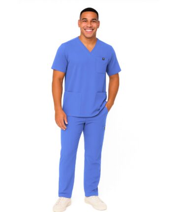 M&M SCRUBS Men's Scrub Set – Stretch V-Neck Multi-Pocket Mens Medical Uniform Scrubs Top & Cargo Pants (STYLE 3400)