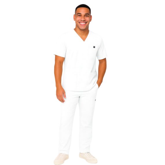 M&M SCRUBS Men's Scrub Set – Stretch V-Neck Multi-Pocket Mens Medical Uniform Scrubs Top & Cargo Pants (STYLE 3400)