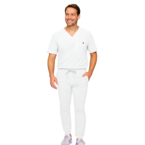 M&M SCRUBS Men's Jogger Scrub Set – Luxe Stretch Medical Uniform, V-Neck Scrubs Top & Jogger Pants (STYLE 3500)