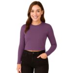 M&M SCRUBS Women's Long Sleeve Baby Tee Crop Tops Y2K Neck Super Stretch Casual, Workout Shorts T-Shirts ( STYLE 7260 ) - Image 2