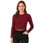 M&M SCRUBS Women's Long Sleeve Baby Tee Crop Tops Y2K Neck Super Stretch Casual, Workout Shorts T-Shirts ( STYLE 7260 ) - Image 6