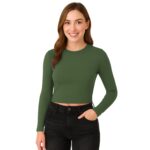 M&M SCRUBS Women's Long Sleeve Baby Tee Crop Tops Y2K Neck Super Stretch Casual, Workout Shorts T-Shirts ( STYLE 7260 ) - Image 4