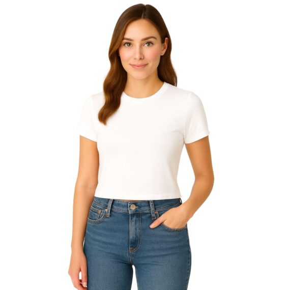 M&M SCRUBS Women's Short Sleeve Y2K Baby Tee Crop Tops Super Stretch Casual, Workout Shorts T-Shirts (STYLE 7267)