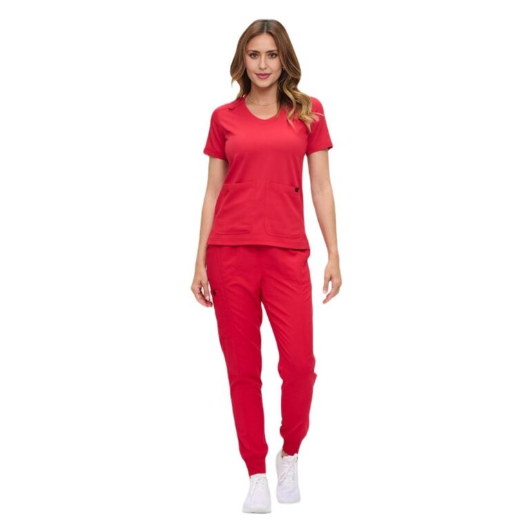 Women’s Ultra-Soft Luxe Stretch Jogger Scrub Set V-Neck Top & Jogger Pants with Pockets - Regular & Petite Size