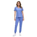 M&M SCRUBS Women’s Ultra-Soft Luxe Stretch Jogger Scrub Set V-Neck Top & Jogger Pants with Pockets - Regular & Petite Size (STYLE 8103) - Image 4