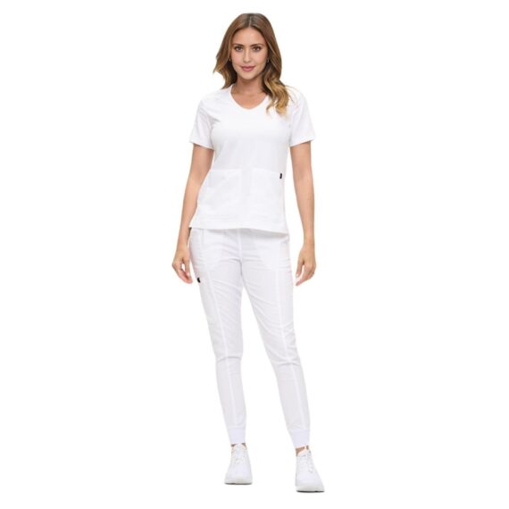 M&M SCRUBS Women’s Ultra-Soft Luxe Stretch Jogger Scrub Set V-Neck Top & Jogger Pants with Pockets - Regular & Petite Size (STYLE 8103)