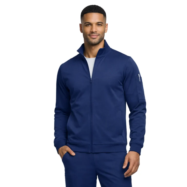 Men’s Cool Stretch Zip Up Scrub Jacket with 3 Pockets