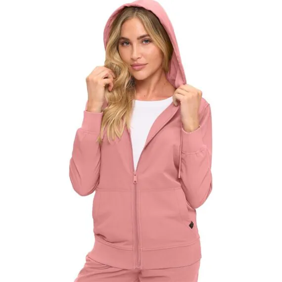 Monarch Uniforms Women's Stretch Zip Up Nursing Scrub Jacket with Hoodie